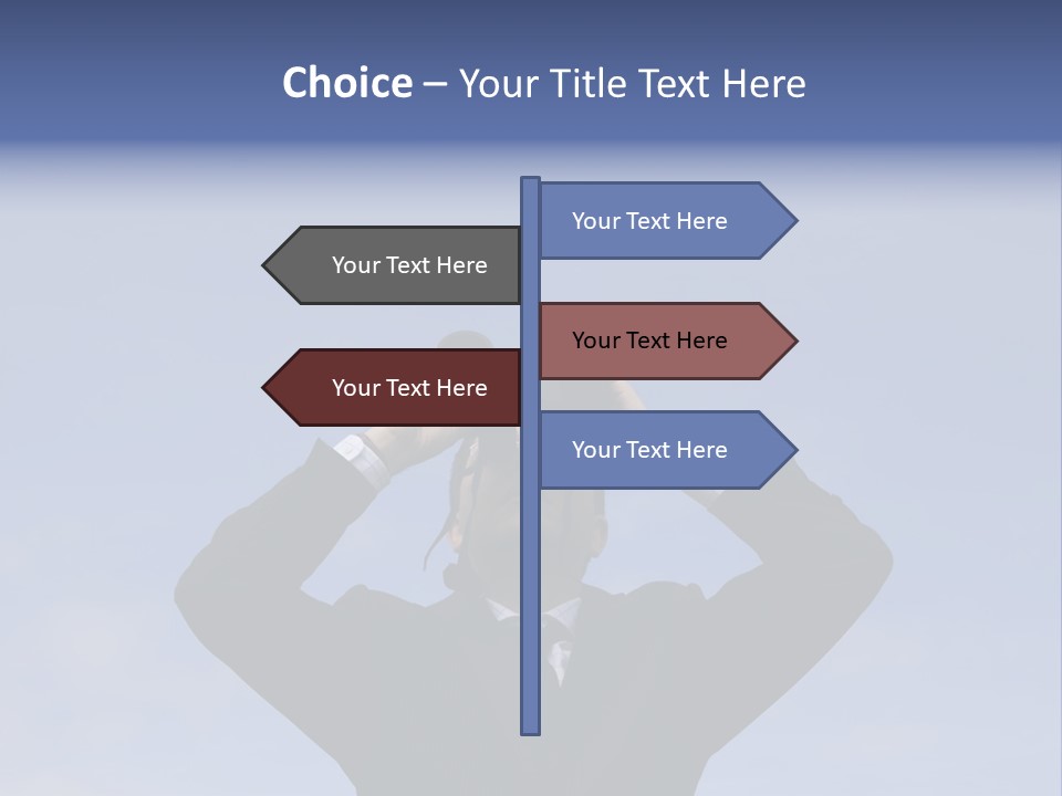 Businessman Looking Through Binoculars With A Blue Sky As Background PowerPoint Template