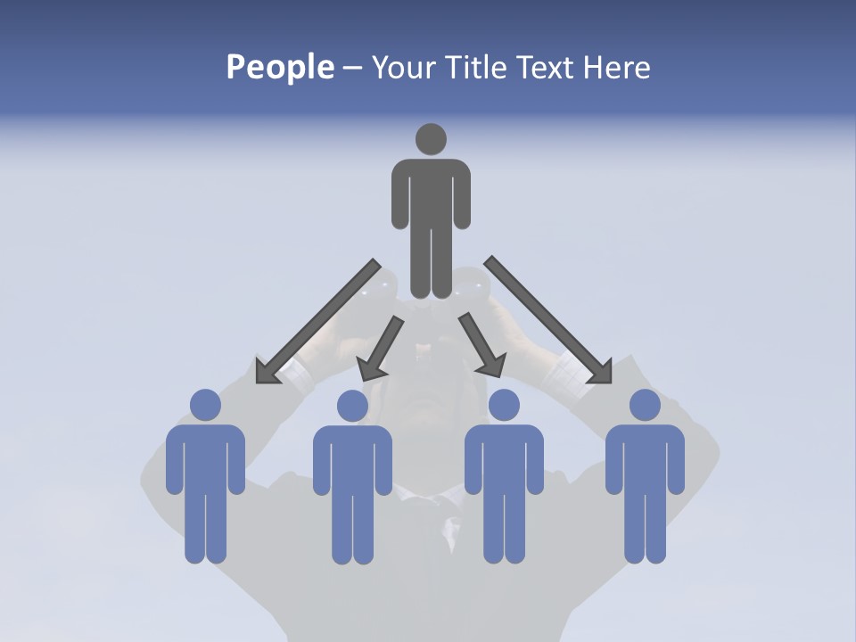 Businessman Looking Through Binoculars With A Blue Sky As Background PowerPoint Template