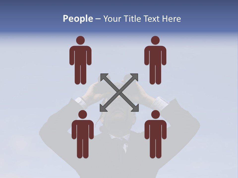 Businessman Looking Through Binoculars With A Blue Sky As Background PowerPoint Template