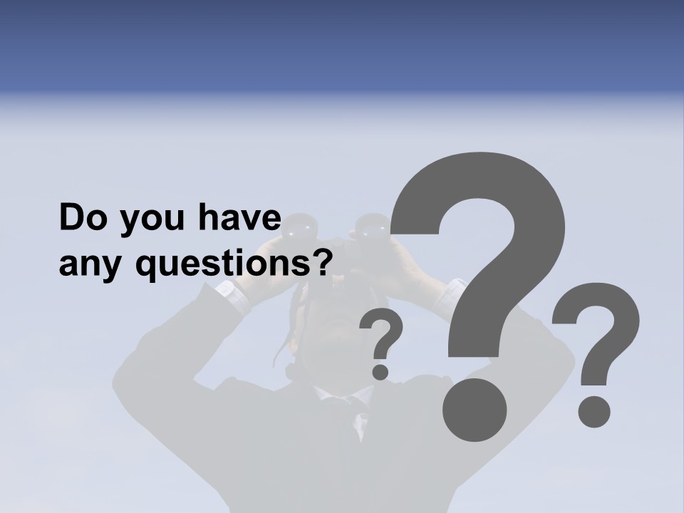 Businessman Looking Through Binoculars With A Blue Sky As Background PowerPoint Template