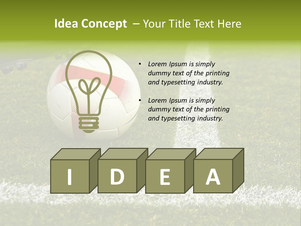 Image Of A Soccer Player Touching The Ball PowerPoint Template