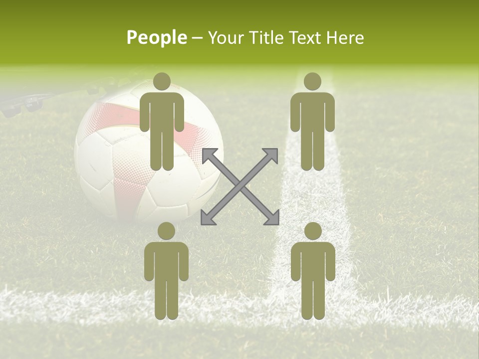 Image Of A Soccer Player Touching The Ball PowerPoint Template