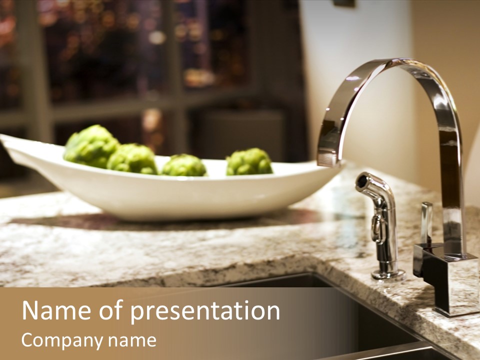 A Bowl Of Broccoli Sitting On A Kitchen Counter PowerPoint Template