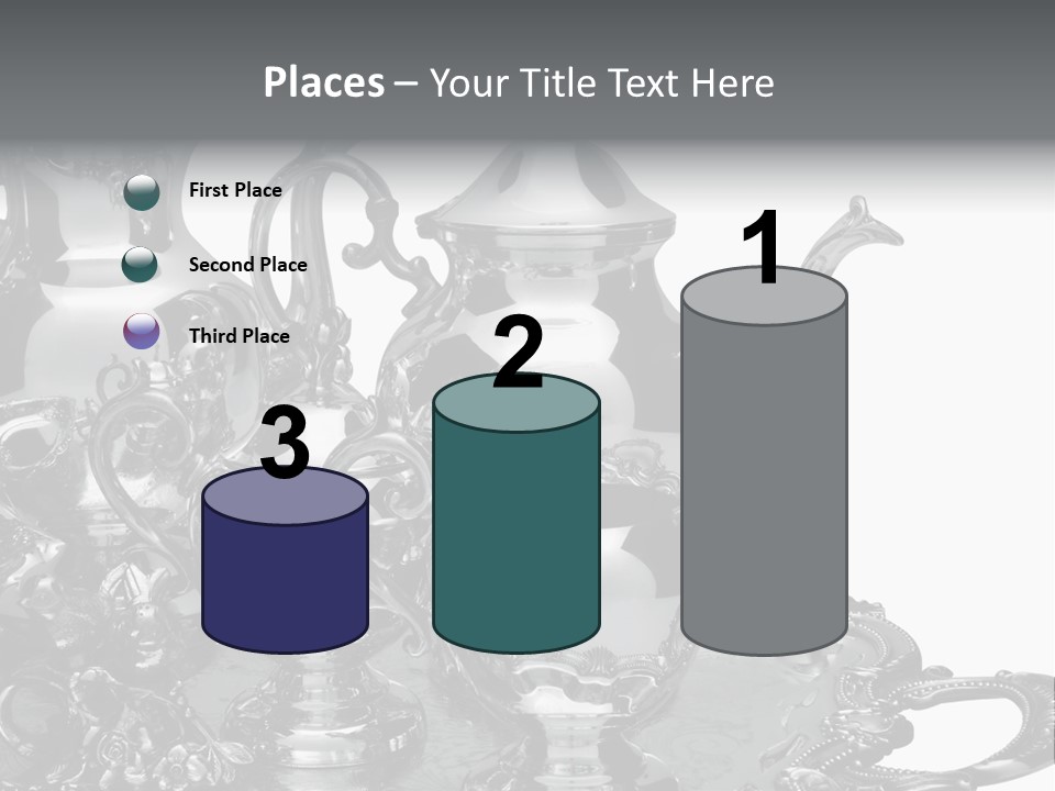 Silver Tea Set On White PowerPoint Template