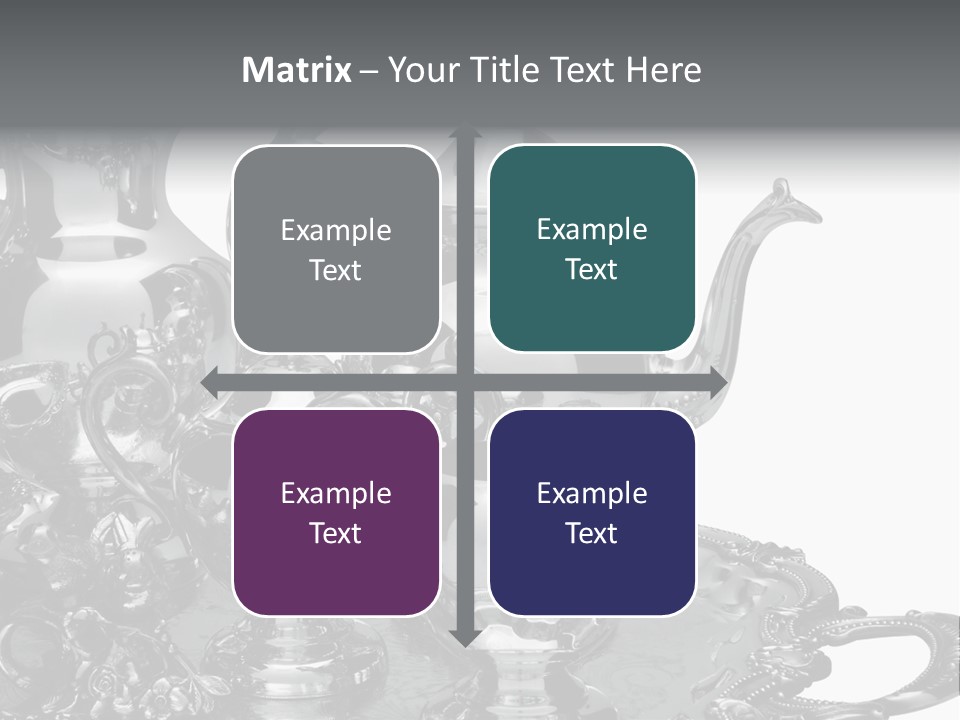 Silver Tea Set On White PowerPoint Template