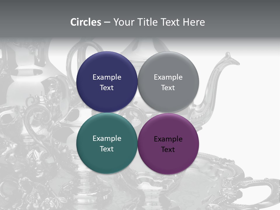 Silver Tea Set On White PowerPoint Template