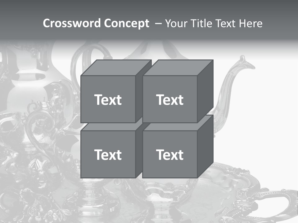 Silver Tea Set On White PowerPoint Template