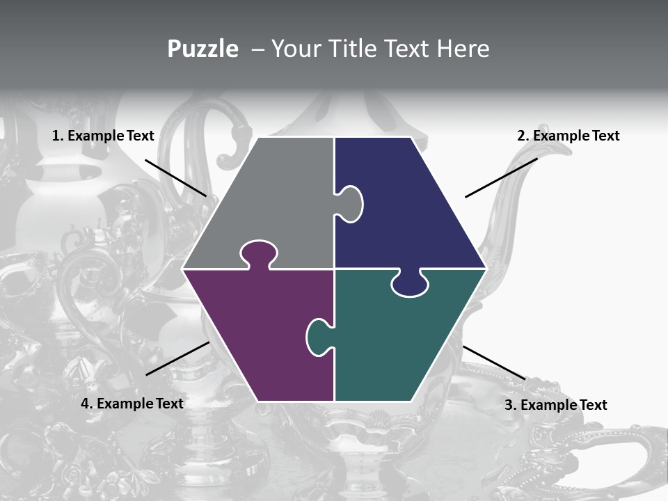 Silver Tea Set On White PowerPoint Template