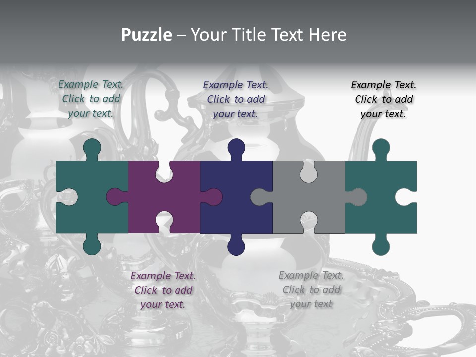 Silver Tea Set On White PowerPoint Template