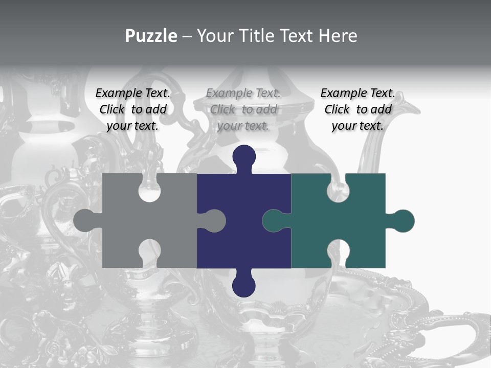 Silver Tea Set On White PowerPoint Template