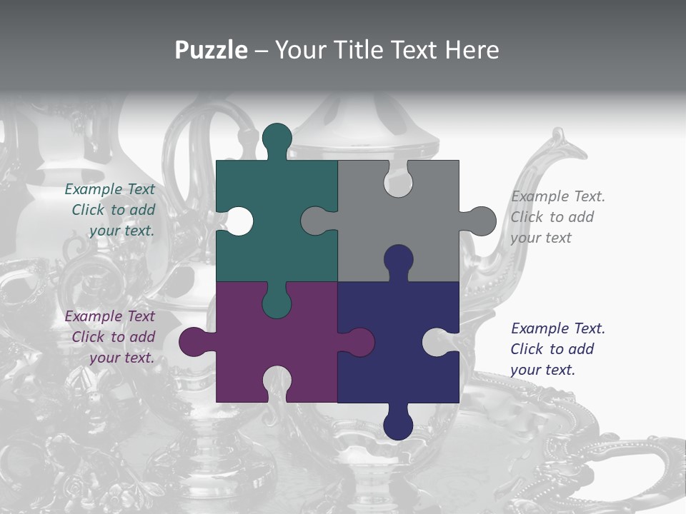 Silver Tea Set On White PowerPoint Template