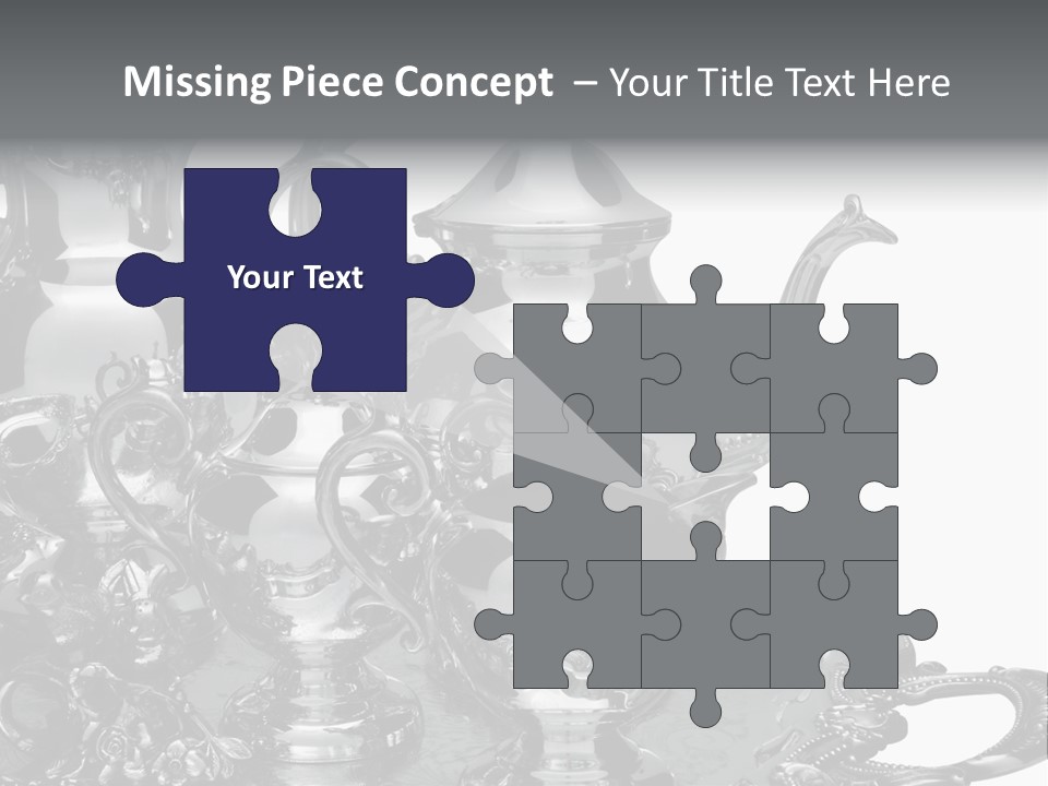 Silver Tea Set On White PowerPoint Template