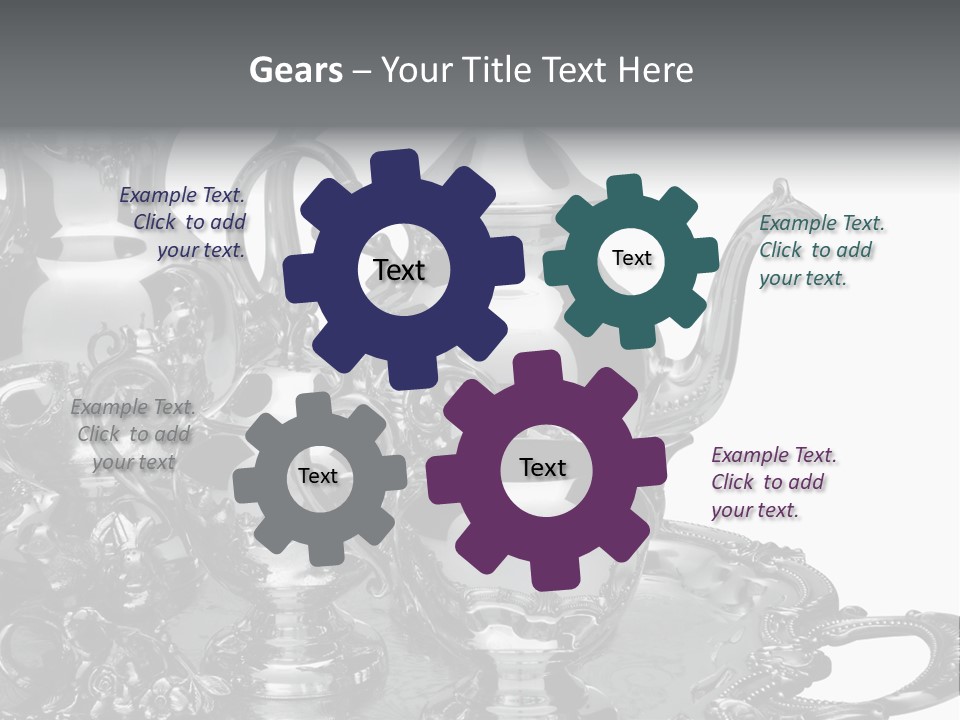 Silver Tea Set On White PowerPoint Template