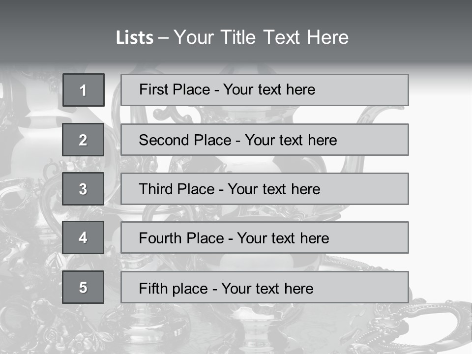 Silver Tea Set On White PowerPoint Template
