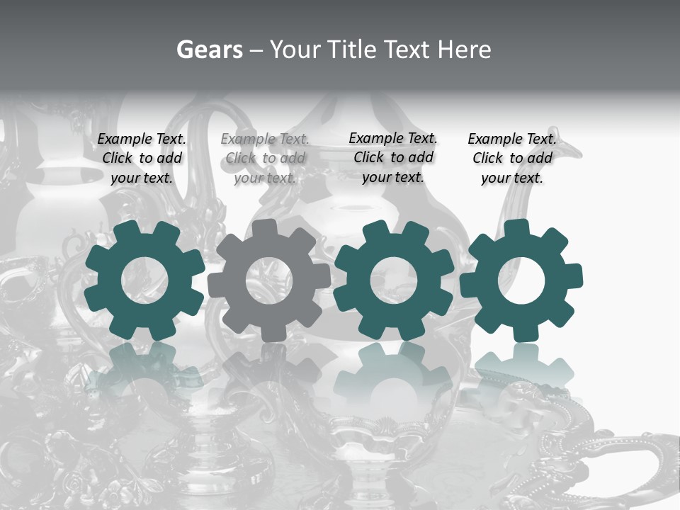 Silver Tea Set On White PowerPoint Template