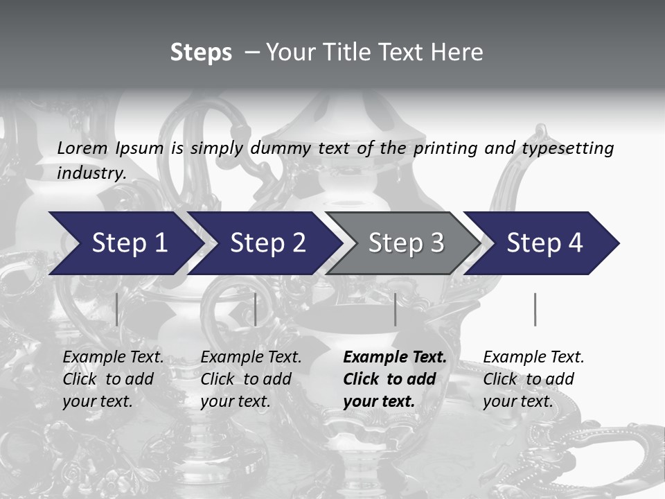 Silver Tea Set On White PowerPoint Template