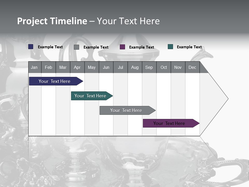 Silver Tea Set On White PowerPoint Template