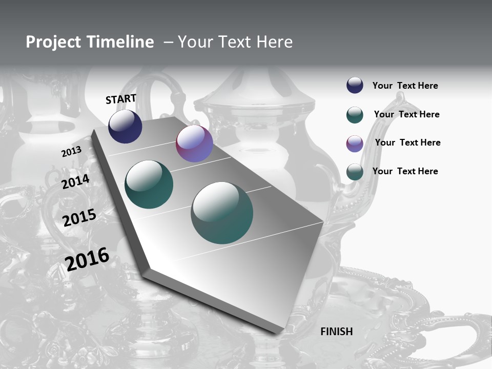 Silver Tea Set On White PowerPoint Template