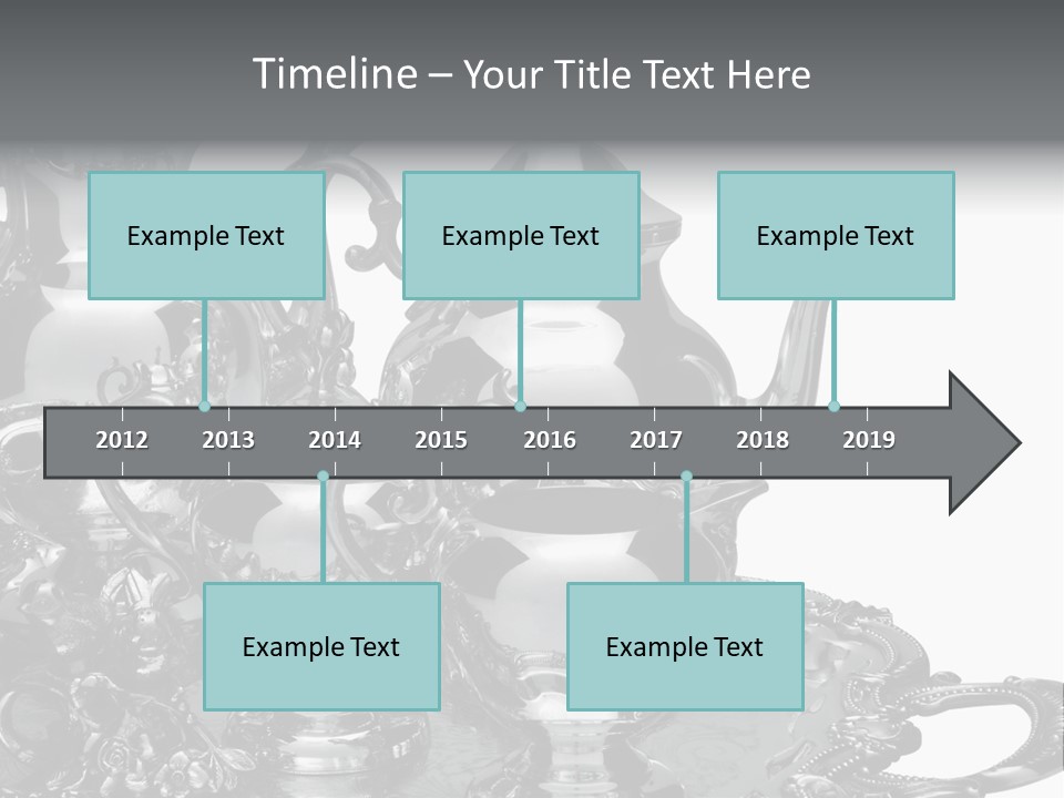 Silver Tea Set On White PowerPoint Template