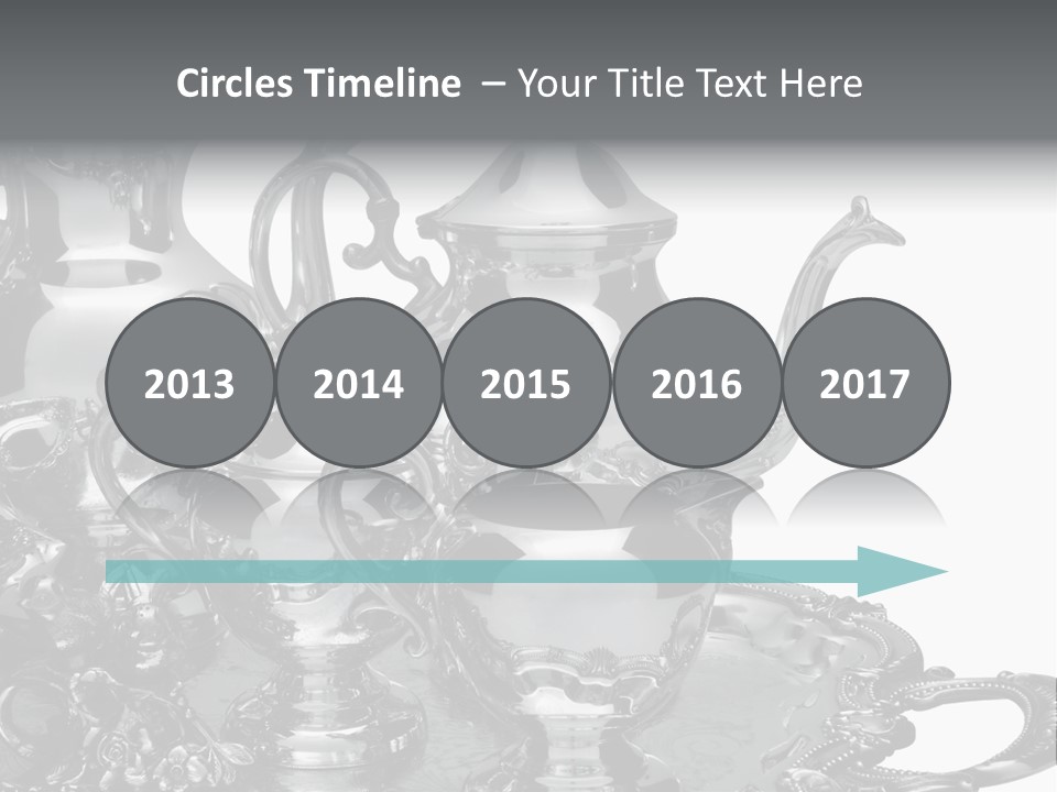 Silver Tea Set On White PowerPoint Template