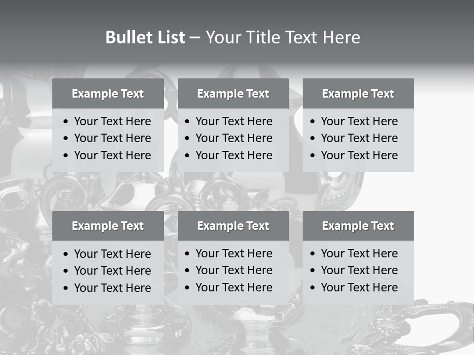 Silver Tea Set On White PowerPoint Template