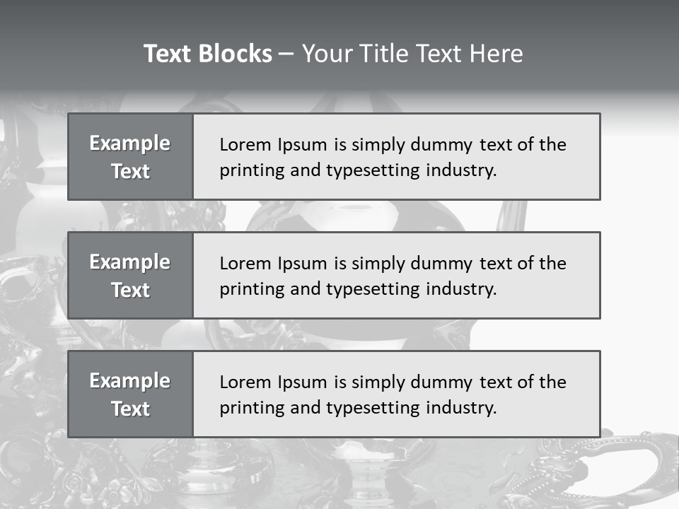 Silver Tea Set On White PowerPoint Template