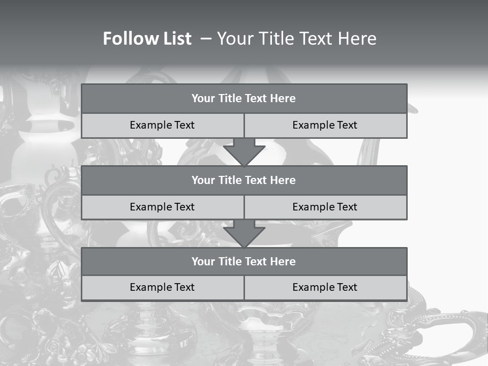 Silver Tea Set On White PowerPoint Template