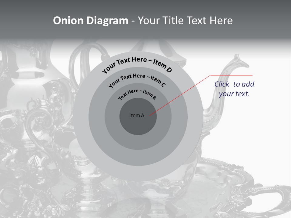 Silver Tea Set On White PowerPoint Template