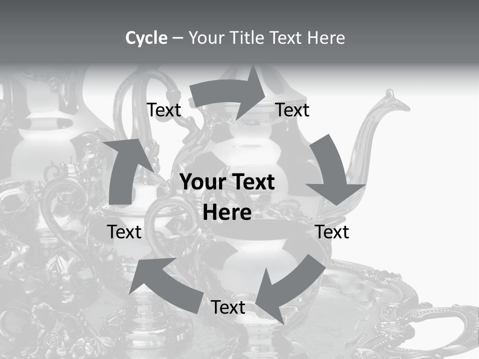 Silver Tea Set On White PowerPoint Template