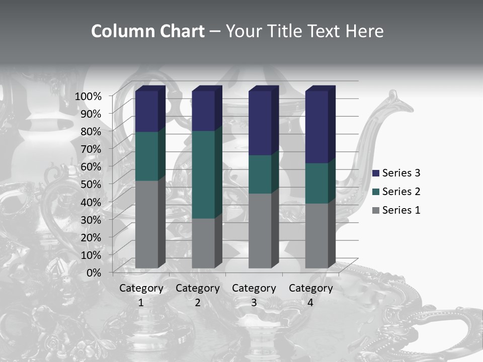 Silver Tea Set On White PowerPoint Template