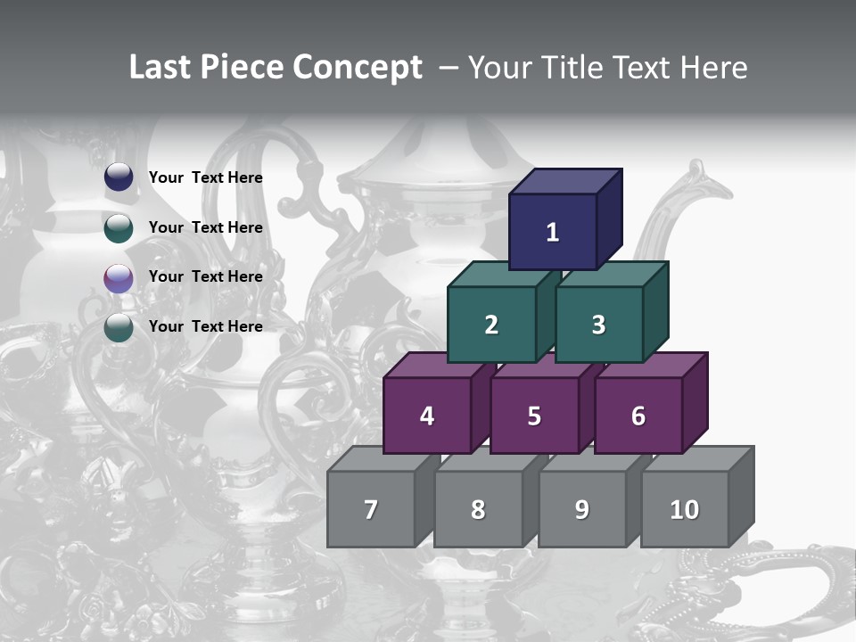 Silver Tea Set On White PowerPoint Template