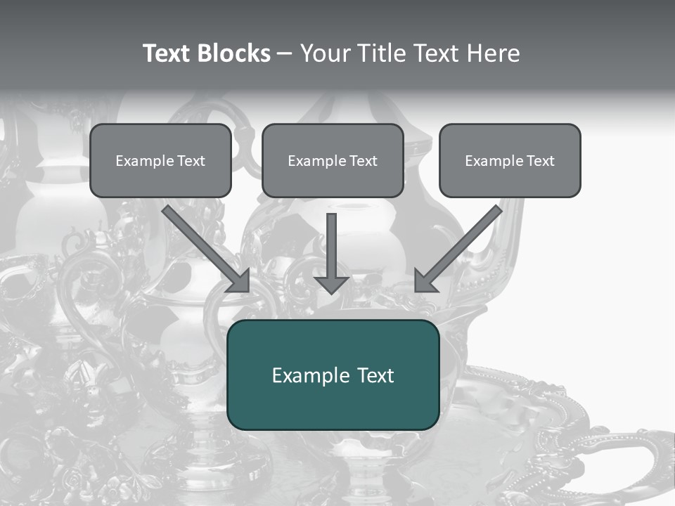 Silver Tea Set On White PowerPoint Template