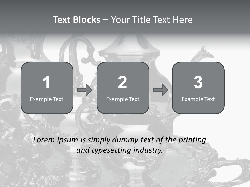 Silver Tea Set On White PowerPoint Template