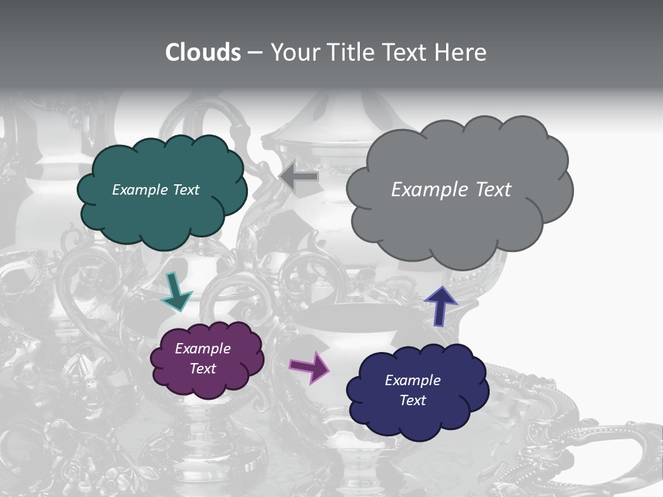 Silver Tea Set On White PowerPoint Template