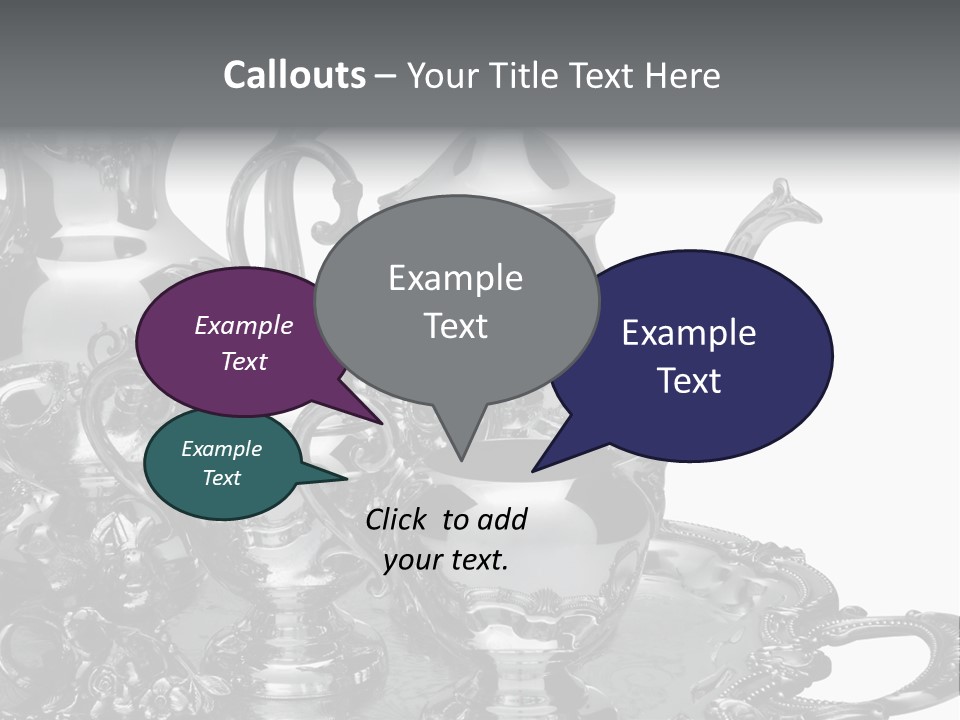 Silver Tea Set On White PowerPoint Template