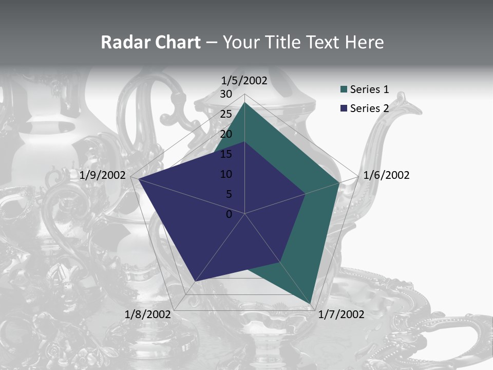 Silver Tea Set On White PowerPoint Template