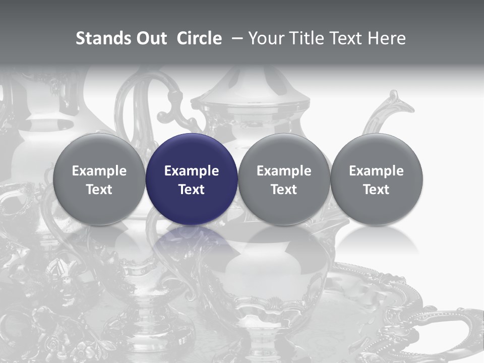 Silver Tea Set On White PowerPoint Template