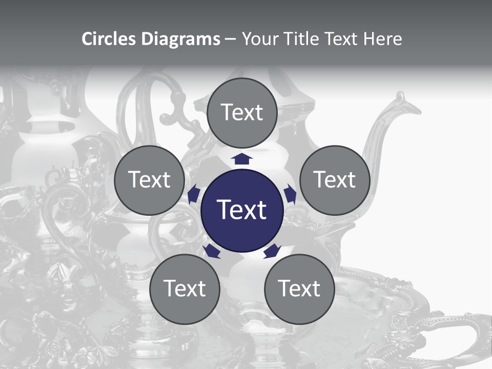 Silver Tea Set On White PowerPoint Template