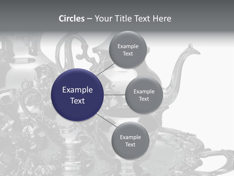 Silver Tea Set On White PowerPoint Template