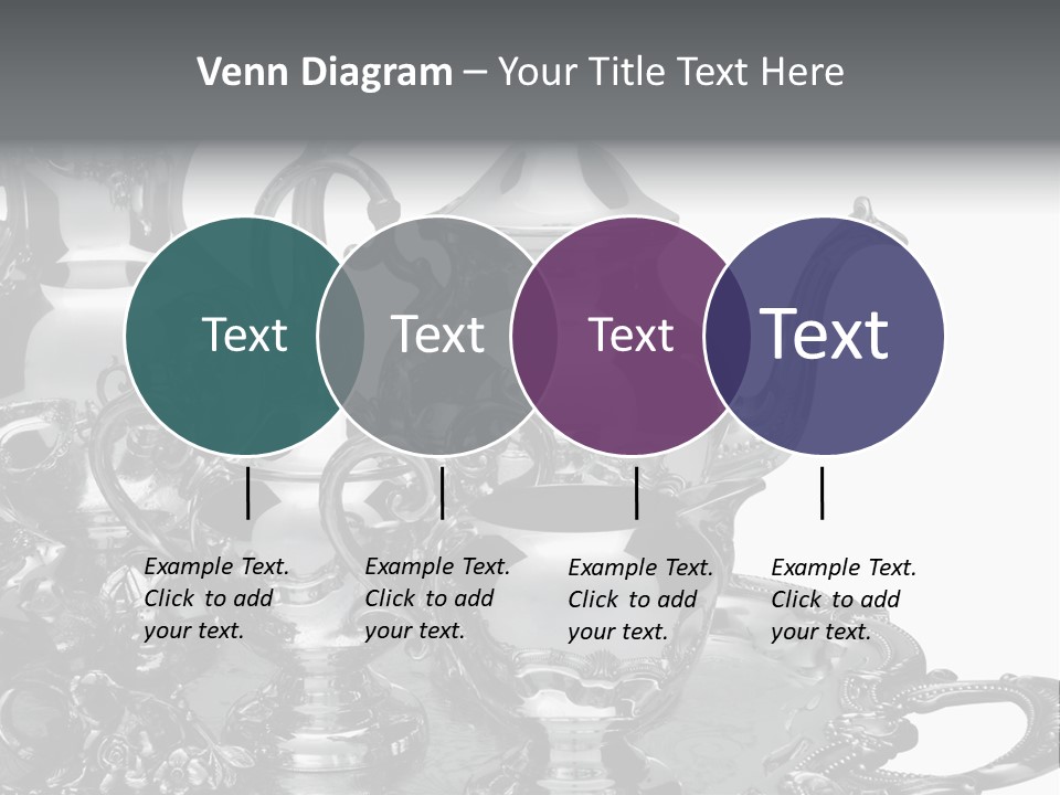 Silver Tea Set On White PowerPoint Template