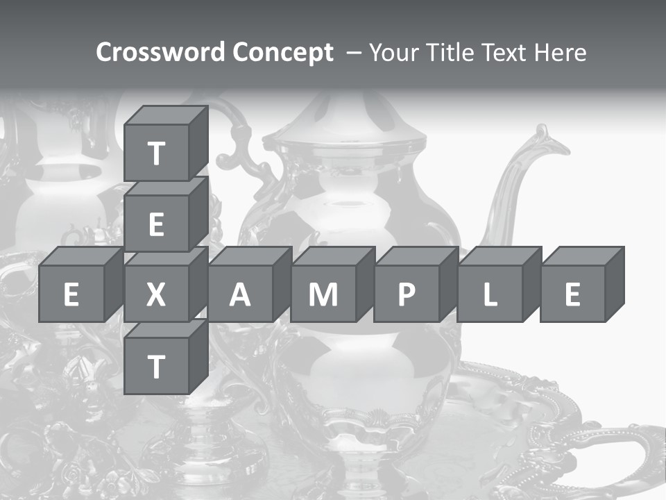 Silver Tea Set On White PowerPoint Template