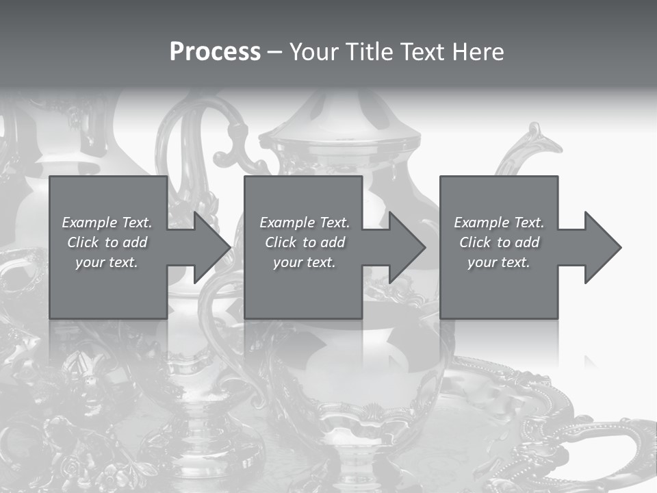 Silver Tea Set On White PowerPoint Template