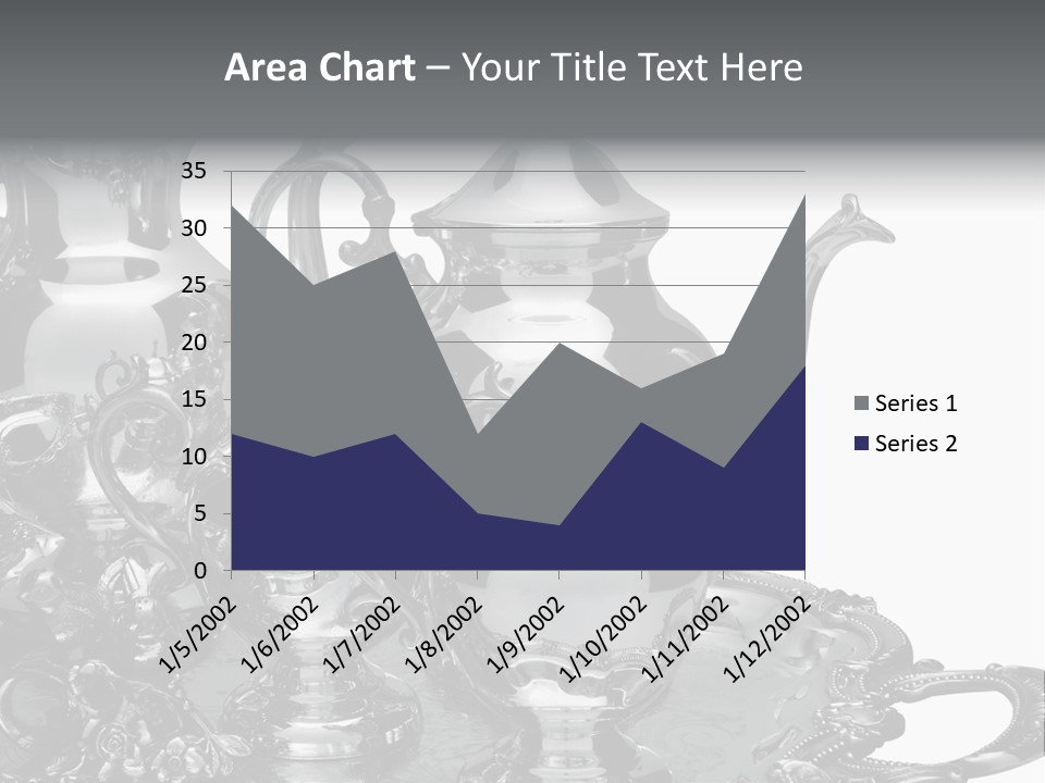 Silver Tea Set On White PowerPoint Template