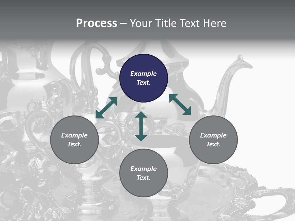 Silver Tea Set On White PowerPoint Template