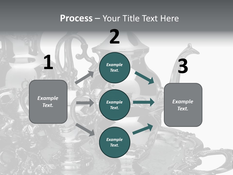 Silver Tea Set On White PowerPoint Template