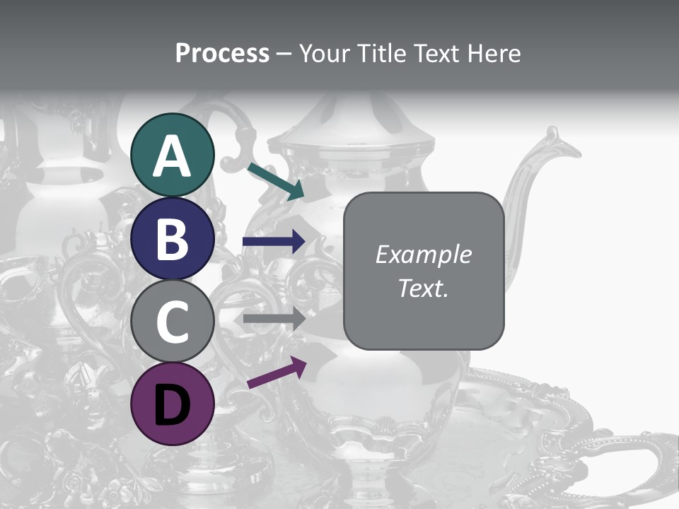 Silver Tea Set On White PowerPoint Template