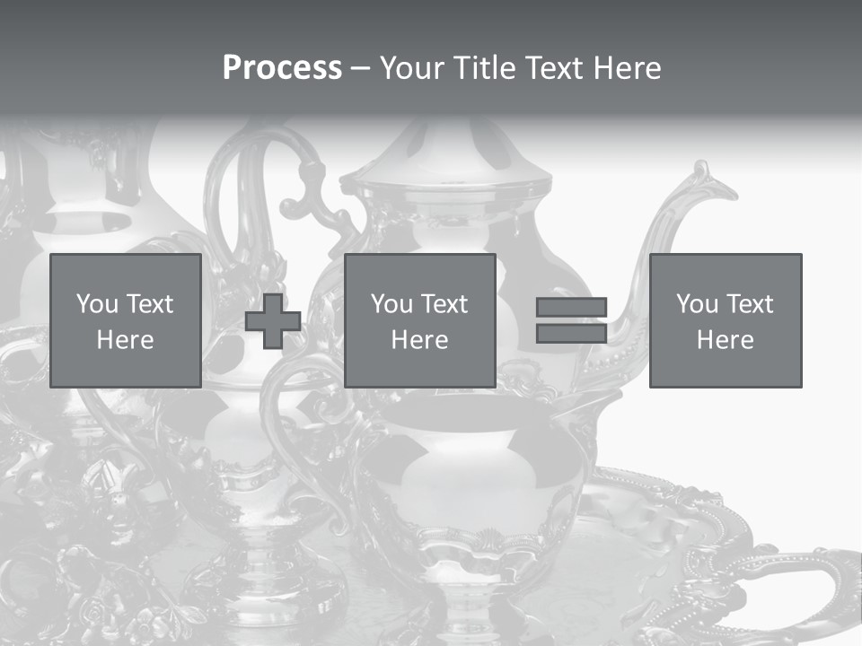 Silver Tea Set On White PowerPoint Template