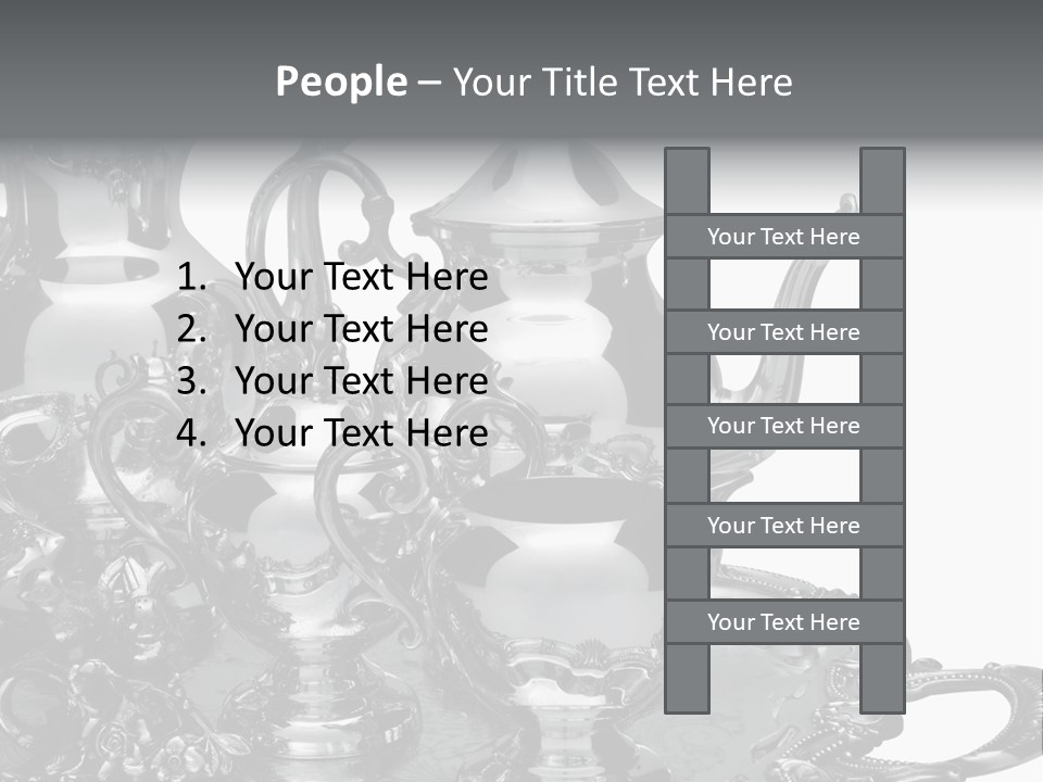 Silver Tea Set On White PowerPoint Template