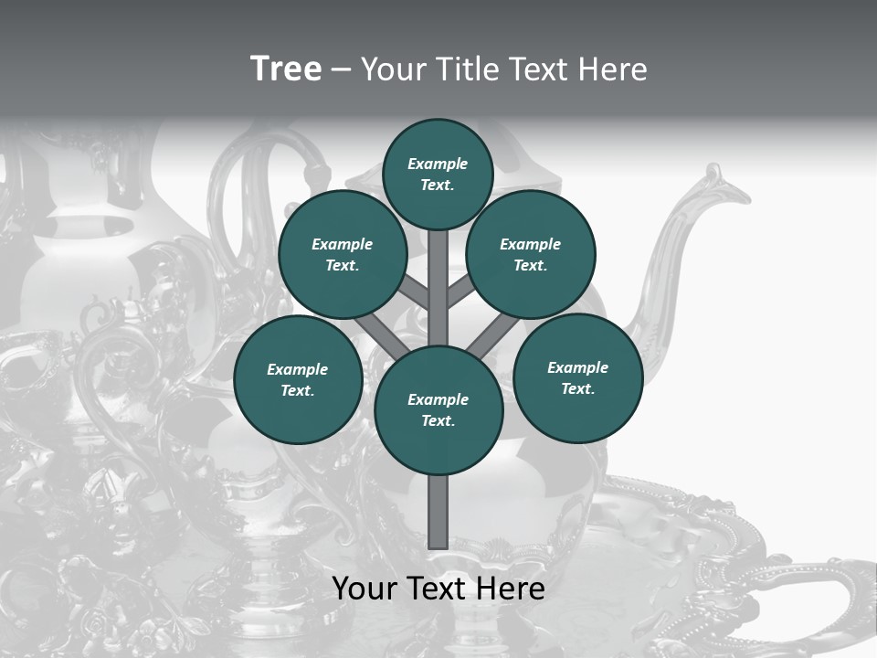 Silver Tea Set On White PowerPoint Template