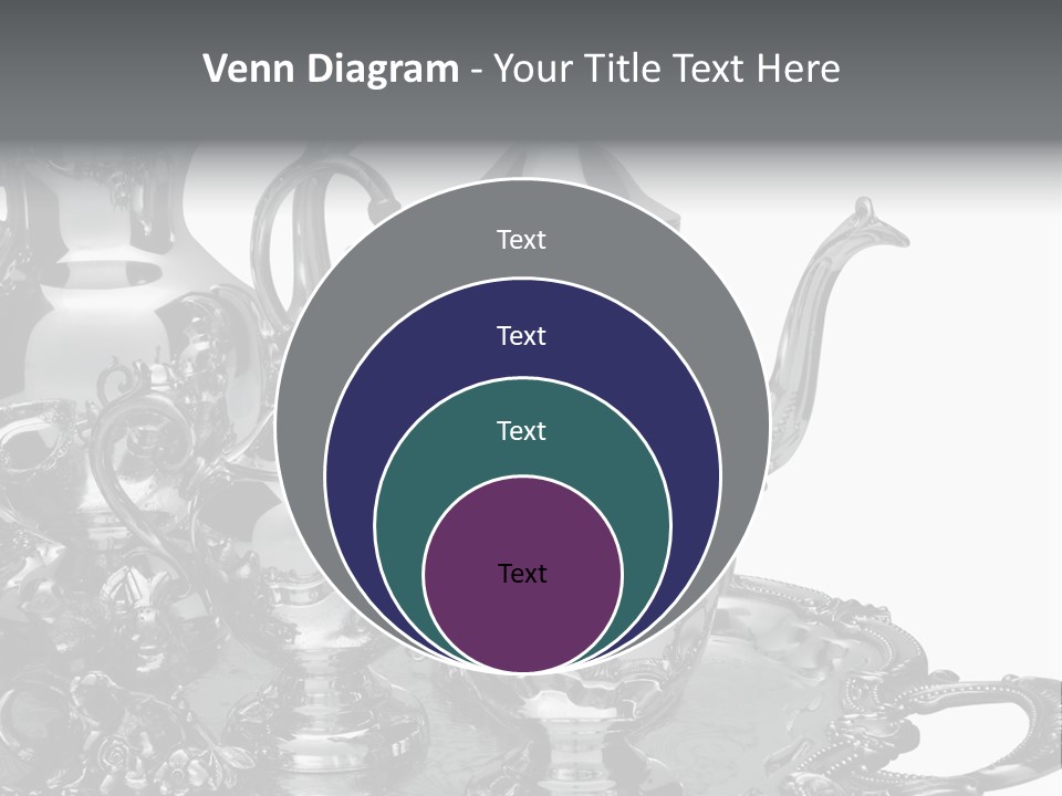 Silver Tea Set On White PowerPoint Template